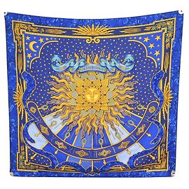 Hermès SCIARPA HERMES CARPE DIEM METZ CARRE 90 SCIARPA IN SETA BLU CM Blu