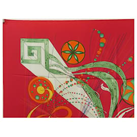 Hermès-NEW HERMES SCARF THE DANCE OF THE COSMOS ZOE PAUWELLS RED SILK SILK SCARF-Red