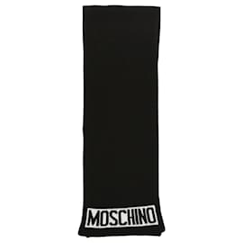 Moschino-Logo Wool Scarf-Black