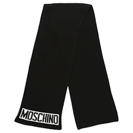 Moschino-Moschino Logo Wool Scarf-Black