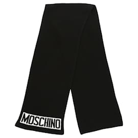 Moschino-Logo Wool Scarf-Black