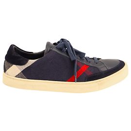 Sneakers Basse Check da Uomo di Burberry in Pelle Blu Navy Blu Blu navy