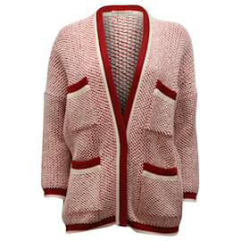Maje-Maje Mapada Knit Button-Front Cardigan in Red Wool-Other