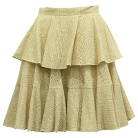 Alexander Mcqueen-Alexander McQueen Ruffled Lace Tiered Skirt in Cream Cotton-White,Cream