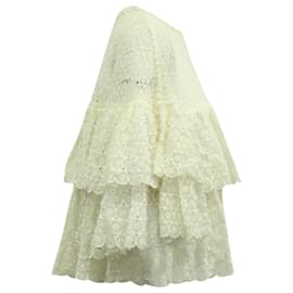Chloé-Chloé Ruffled Crocheted Lace Top in White Cotton-White