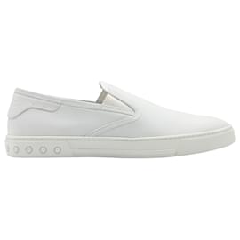Tod's-Tods Pantofola Slip-on Loafers in White Leather-White
