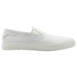 Tod's-Tods Pantofola Slip-on Loafers in White Leather-White
