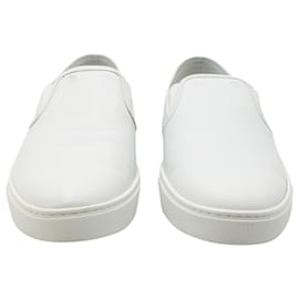 Tod's-Tods Pantofola Slip-on Loafers in White Leather-White