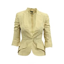 Alexander Mcqueen-Alexander McQueen Lace Blazer Jacket in Cream Cotton-White,Cream