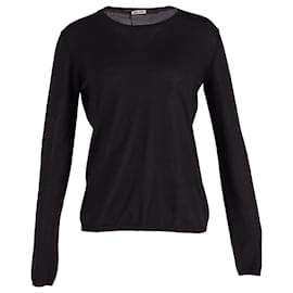 Miu Miu-Miu Miu Long Sleeve Crew Neck Sweater in Black Cashmere-Black