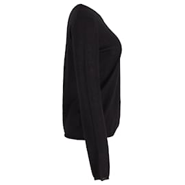 Miu Miu-Miu Miu Long Sleeve Crew Neck Sweater in Black Cashmere-Black
