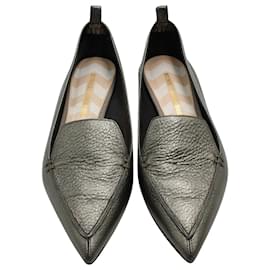 Nicholas Kirkwood-Nicholas Kirkwood Beya Metallic Loafers in Grey Leather-Grey