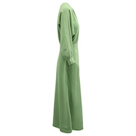 Victoria Beckham-Vestido evasé plisado de Victoria Beckham en poliéster verde-Verde