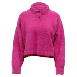 Jacquemus-Jacquemus Le Polo Neve Textured Jumper in Pink Polyamide-Pink