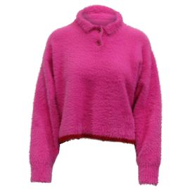 Jacquemus Le Polo Neve strukturierter Pullover aus rosafarbenem Polyamid Pink