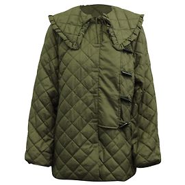 Ganni Recycelter Ripstop-Steppmantel aus olivgrünem Polyester Grün Olivgrün
