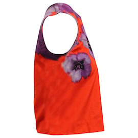Giambattista Valli-Giambattista Valli Floral Print Sleeveless Top in Orange Cotton-Orange