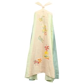Peter Pilotto-Peter Pilotto Embroidered Tent Dress in Multicolor Linen-Multiple colors