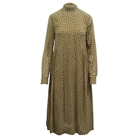 Ganni-Ganni Polka Dot Georgette Midi Dress in Brown Viscose-Other