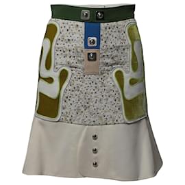 Peter Pilotto-Peter Pilotto Fit & Flare Multi-Printed Mini Skirt in Multicolor Wool-White,Cream