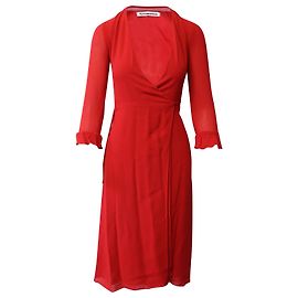 Robe portefeuille Reformation en viscose rouge Rouge