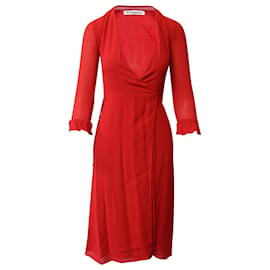 Reformation-Robe portefeuille Reformation en viscose rouge-Rouge