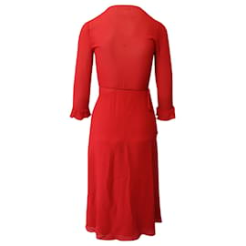 Reformation-Vestido Wrap Reformation em Viscose Vermelha-Vermelho