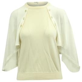 Chloé-Top Chloé de efecto capa en lana color crudo-Blanco,Crudo