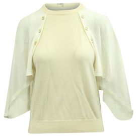 Chloé Cape Ef­fect Top in Ecru Wool White Cream