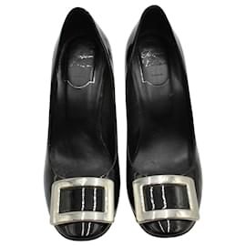 Roger Vivier-Zapatos de Salón con Punta Redonda Roger Vivier en Cuero Negro-Negro