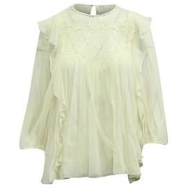 Chloé-Chloé Bluse mit Spitzendetail aus elfenbeinfarbener Seide-Weiß,Roh