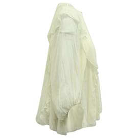Chloé-Chloé Blusa com detalhe de renda em seda marfim-Branco,Cru