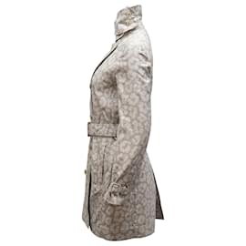 Stella Mc Cartney-Stella McCartney Manteau doublé à imprimé léopard des neiges en polyester gris clair-Gris