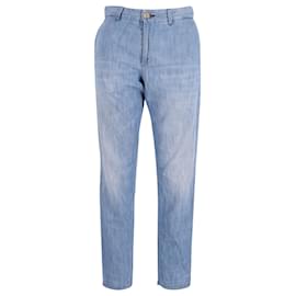 Gucci-Gucci Embroidered Cropped Slim Fit Pants in Blue Cotton-Blue