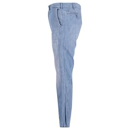 Gucci-Gucci Embroidered Cropped Slim Fit Pants in Blue Cotton-Blue