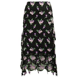 Paco Rabanne-Paco Rabanne Floral Embroidered Skirt in Black Viscose-Other