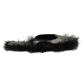 Simone Rocha Fur-Trimmed Slides in Black Leather Black