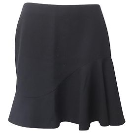 Alexander McQueen Minirock mit Rüschen aus schwarzer Wolle Schwarz
