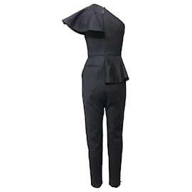 Msgm-MSGM One-Shoulder-Volant-Jumpsuit aus schwarzem Polyamid-Schwarz