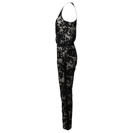 Diane Von Furstenberg-Diane Von Furstenberg Floral Lace Jumpsuit in Black Nylon-Black