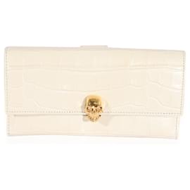 Alexander Mcqueen-Alexander Mcqueen Cream Embossed-calf leather Skull Wallet-White