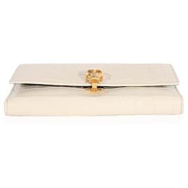 Alexander Mcqueen-Alexander Mcqueen Cream Embossed-calf leather Skull Wallet-White
