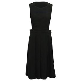 Vestido tipo pichi plisado de lana negra de Comme Des Garcons Negro