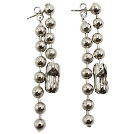 Maison Martin Margiela MILÍMETROS6 Brincos com corrente de bolas em metal prateado Prata