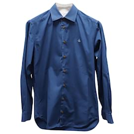 Vivienne Westwood-Vivienne Westwood Long Sleeve Button Front Shirt in Blue Cotton-Blue