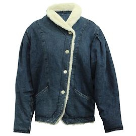 Isabel Marant Giacca Dipauline Denim e Pelliccia Sintetica in Cotone Blu Blu
