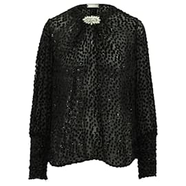 Autre Marque-Dodo Bar Or Long Sleeve Blouse with Embellishment in Black Viscose-Black