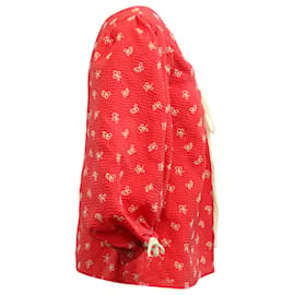 Rosie Assoulin-Rosie Assoulin Blümchenbluse zum Binden am Hals aus rotem Polyester-Rot
