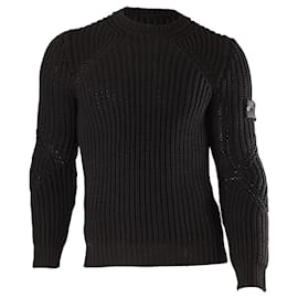 Stone Island – Shadow Project – Gerippter Strickpullover aus schwarzer Baumwolle Schwarz