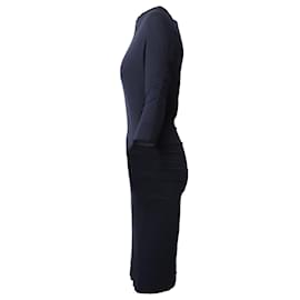Vivienne Westwood-Vivienne Westwood Anglomania Draped Long Sleeve Dress in Navy Blue Viscose -Navy blue